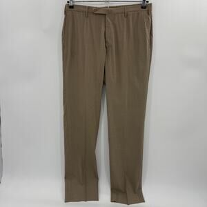INCOTEX Slowear Wool Dress Pants Size 34 Brown Super 130s Flat Front Slacks
